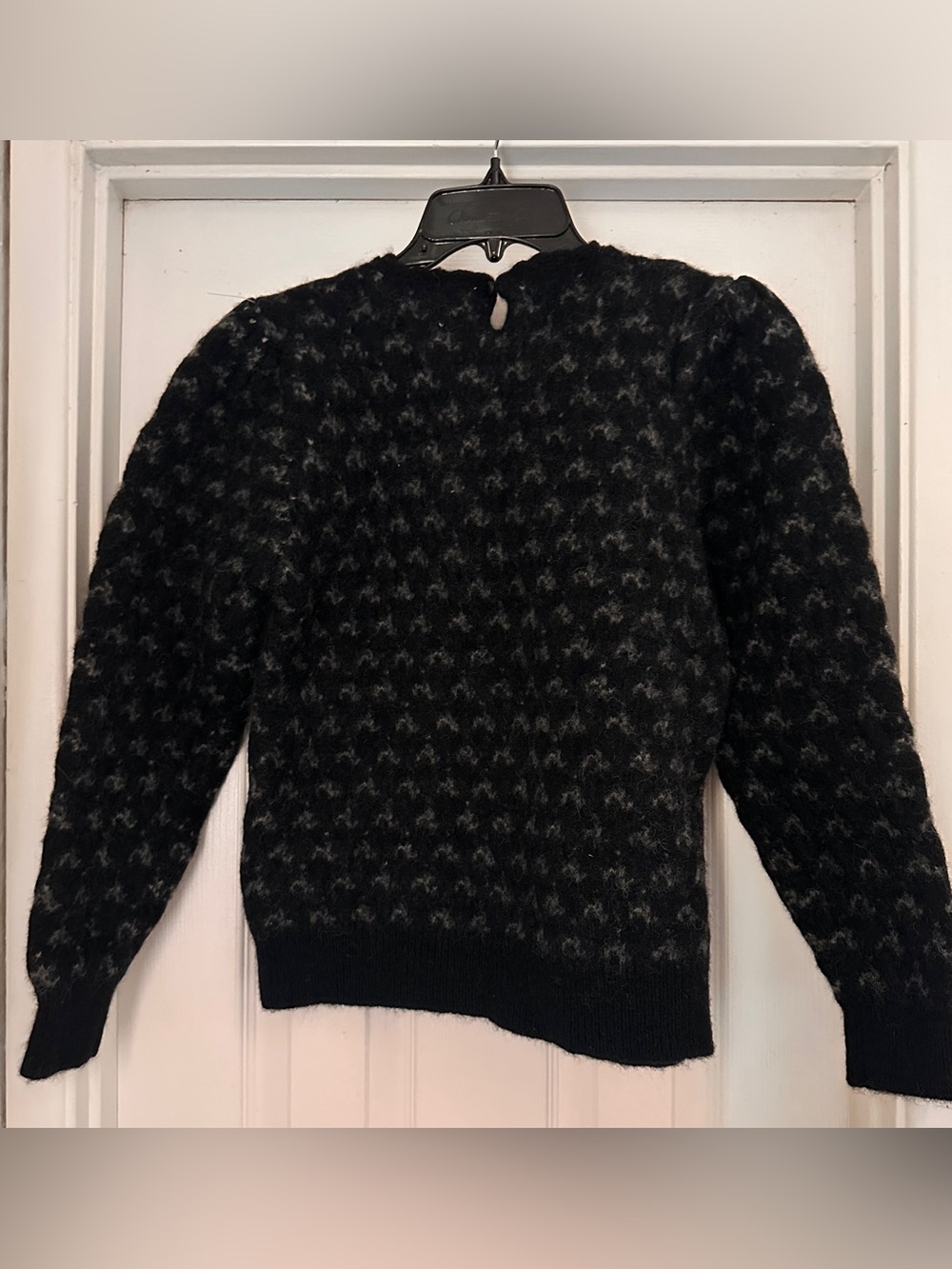 Vintage Susan Bristol Black Knit Embroidered Sweater Purple Rose Size Small - Picture 2 of 6